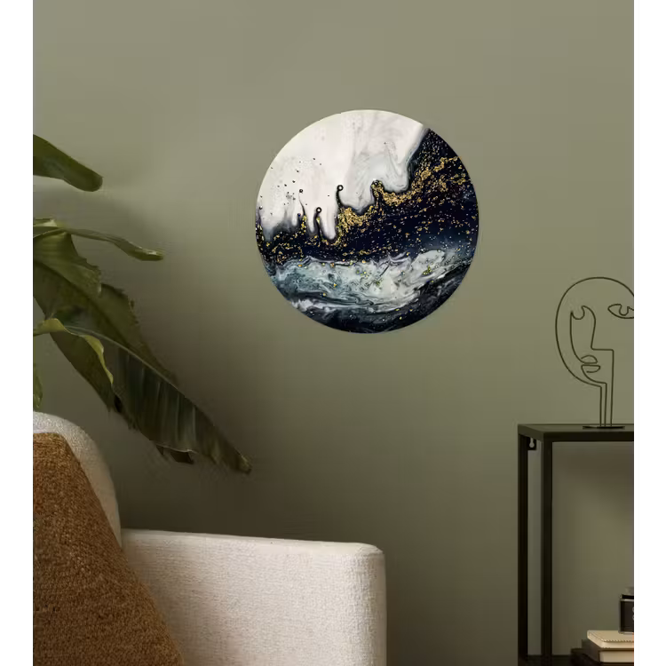 Marmer - Abstract - Goud - Luxe Wandcirkel behangsticker klein -sfeer2