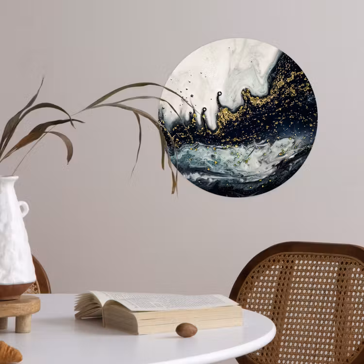 Marmer - Abstract - Goud - Luxe Wandcirkel behangsticker klein -sfeer3