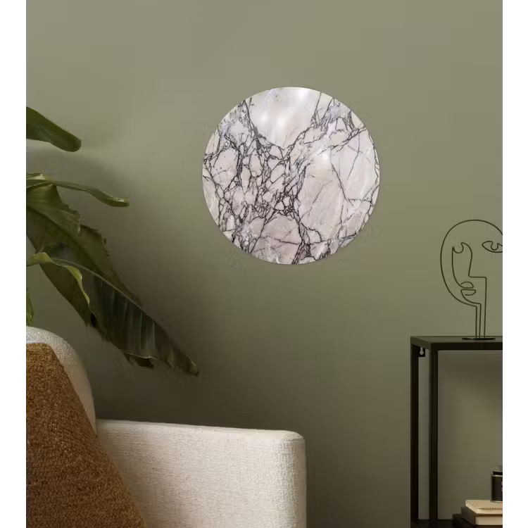Marmer - Aderen - Patroon - Wit - Grijs Wandcirkel behangsticker klein -sfeer2