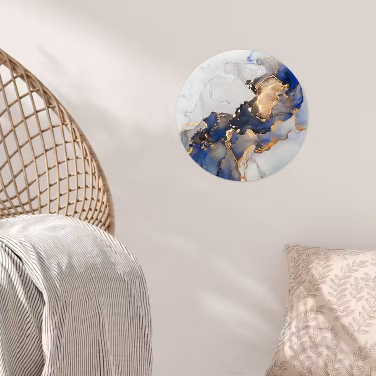 Marmer - Blauw - Goud Wandcirkel behangsticker klein -sfeer4