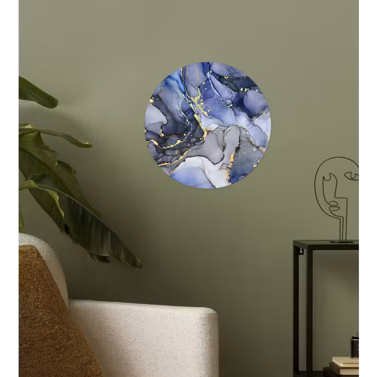 Marmer - Goud - Abstract - Blauw Wandcirkel behangsticker klein -sfeer2