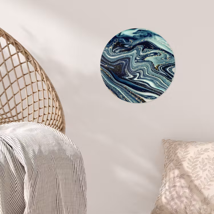 Marmer - Goud - Blauw - Glitter - Marmerlook - Abstract Wandcirkel behangsticker klein -sfeer4