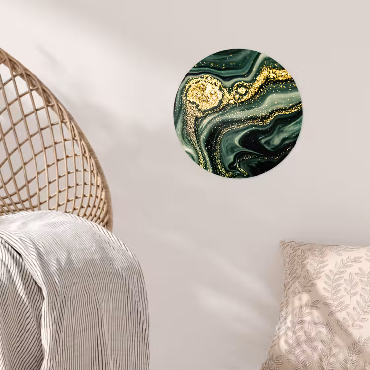 Marmer - Goud - Glitter - Groen - Marmerlook - Luxe Wandcirkel behangsticker klein -sfeer4