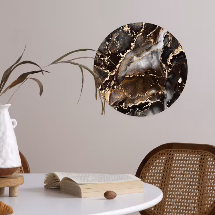 Marmer - Goud - Glitter - Luxe Wandcirkel behangsticker klein -sfeer3