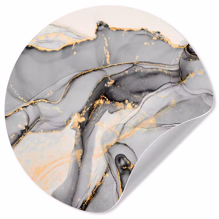 Marmer - Goud - Grijs Wandcirkel behangsticker klein -3d