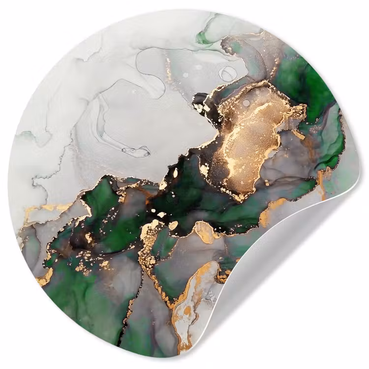 Marmer - Goud - Groen - Luxe Wandcirkel behangsticker klein -3d