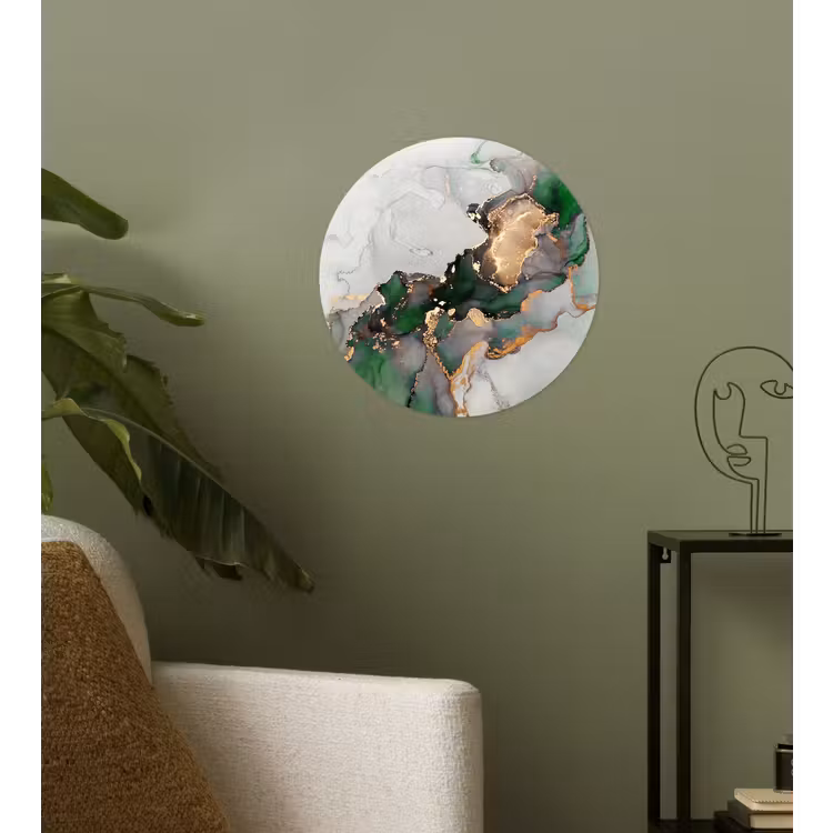 Marmer - Goud - Groen - Luxe Wandcirkel behangsticker klein -sfeer2