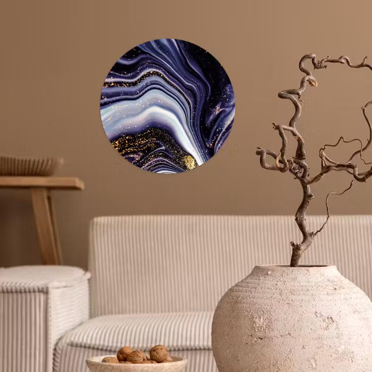Marmer - Paars - Luxe - Marmerlook - Glitter Wandcirkel behangsticker klein -sfeer1