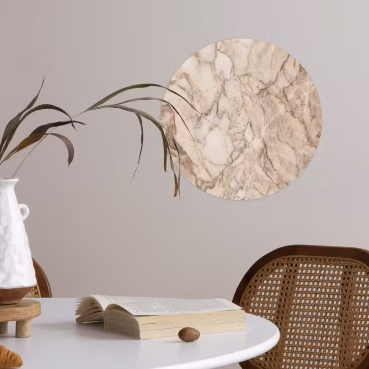 Marmer - Aderen - Textuur - Beige - Modern Wandcirkel behangsticker klein -sfeer3