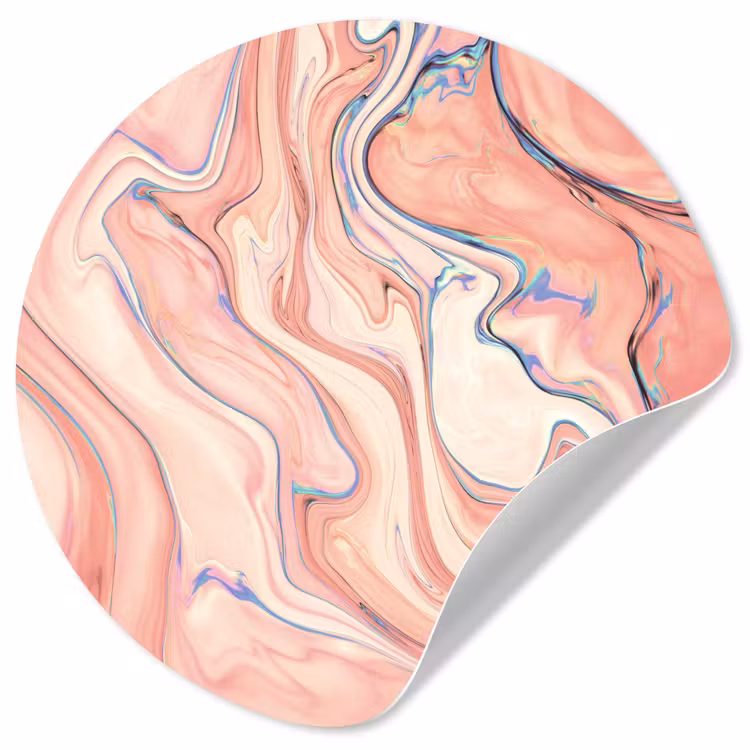 Marmer - Pastel - Roze - Blauw - Marmerlook - Abstract Wandcirkel behangsticker klein -3d