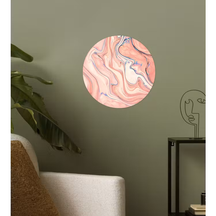 Marmer - Pastel - Roze - Blauw - Marmerlook - Abstract Wandcirkel behangsticker klein -sfeer2