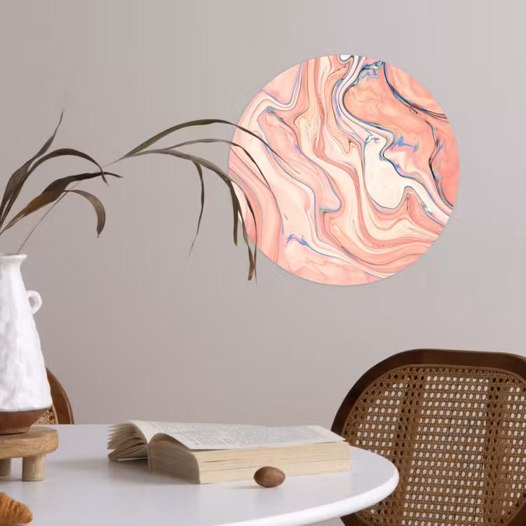 Marmer - Pastel - Roze - Blauw - Marmerlook - Abstract Wandcirkel behangsticker klein -sfeer3