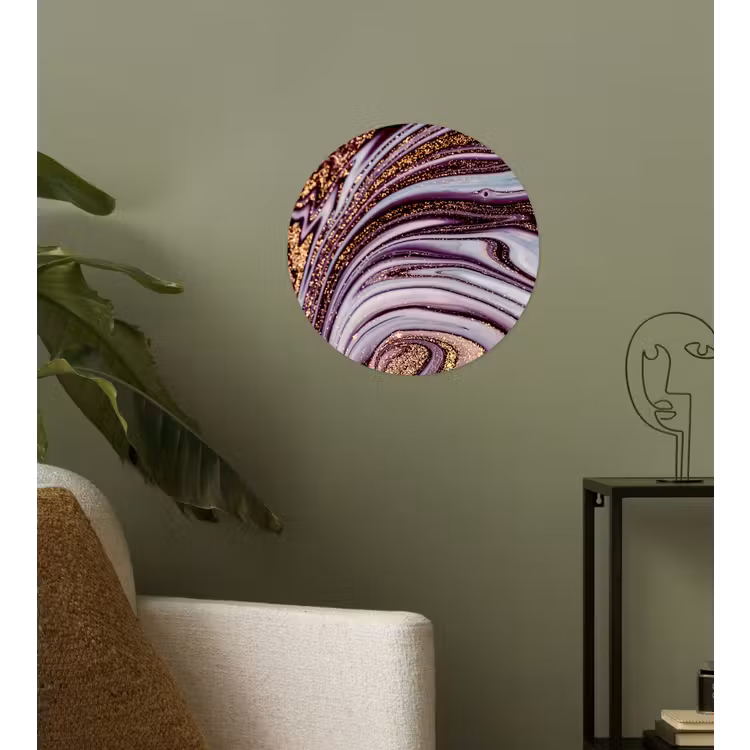 Marmer - Roze - Goud - Glitter - Marmerlook - Luxe Wandcirkel behangsticker klein -sfeer2