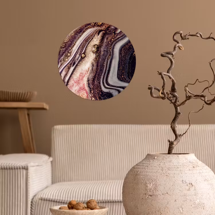 Marmer - Roze - Goud - Glitter - Marmerlook Wandcirkel behangsticker klein -sfeer1