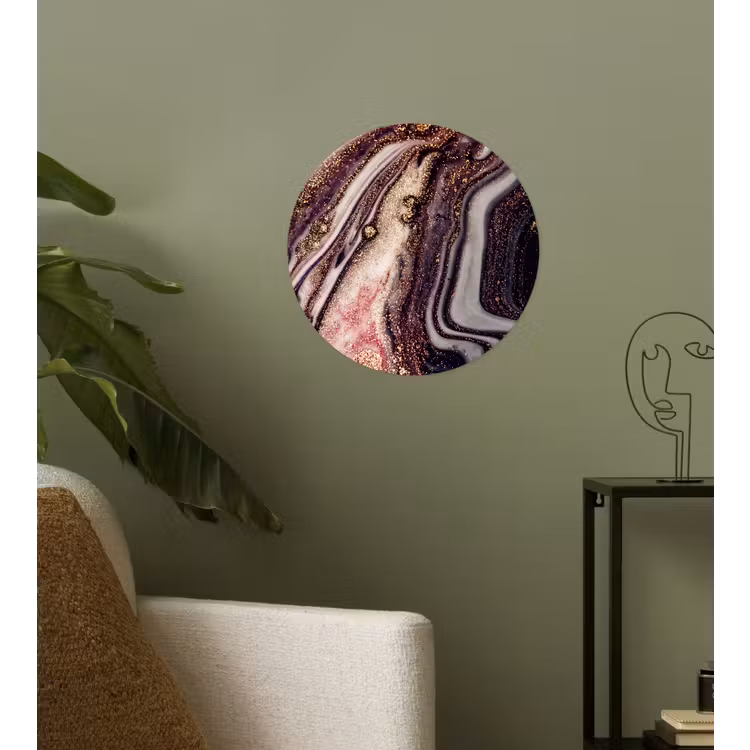 Marmer - Roze - Goud - Glitter - Marmerlook Wandcirkel behangsticker klein -sfeer2