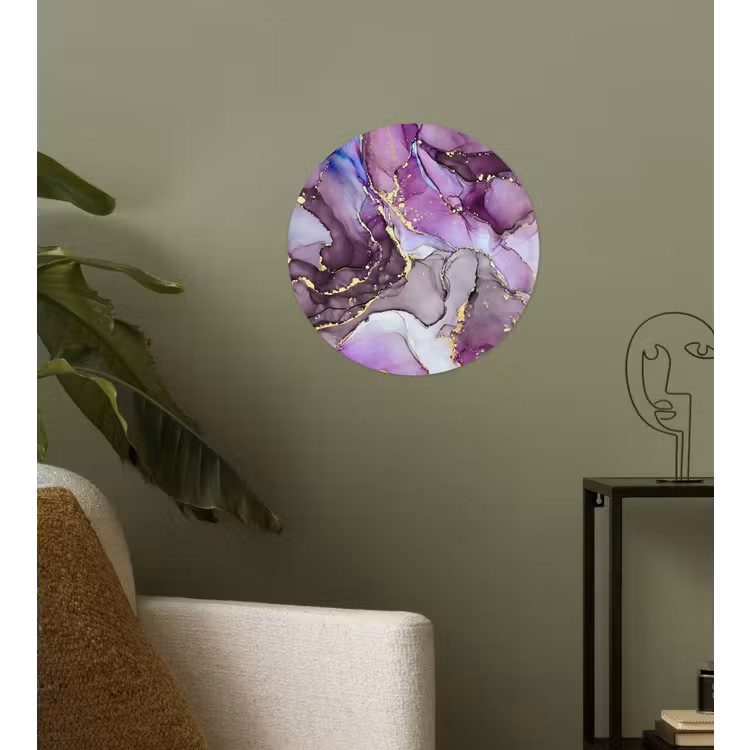 Marmer - Roze - Paars - Gold Wandcirkel behangsticker klein -sfeer2