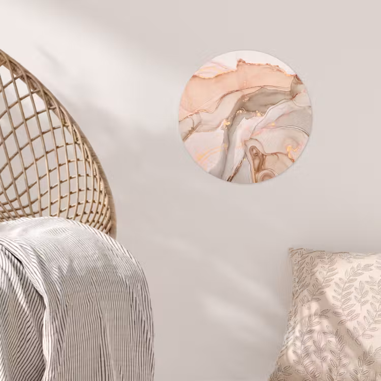 Marmer - Roze - Rosé Wandcirkel behangsticker klein -sfeer4