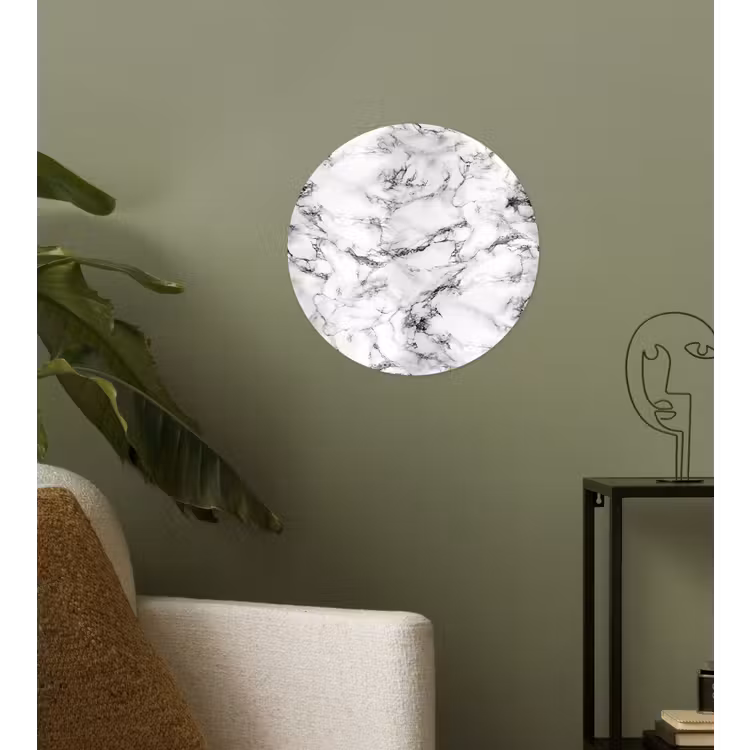 Marmer - Zwart - Dramatisch - Wit Wandcirkel behangsticker klein 186 -sfeer2