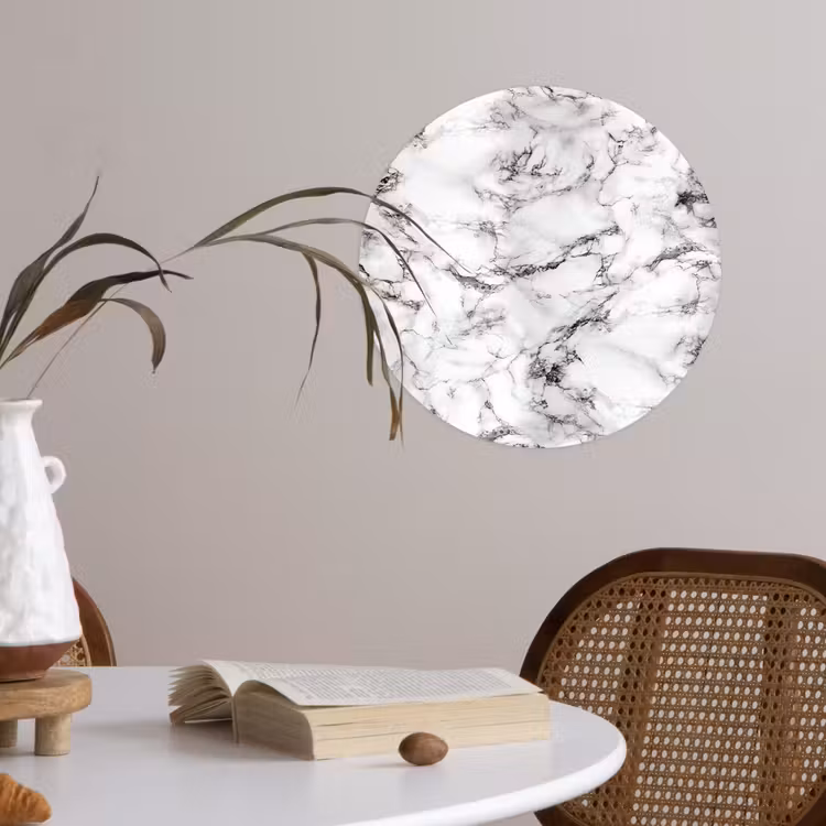 Marmer - Zwart - Dramatisch - Wit Wandcirkel behangsticker klein 186 -sfeer3