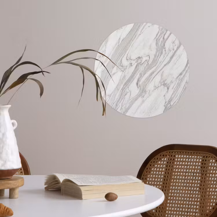 Marmer - Wit - Grijs - Structuur - Modern Wandcirkel behangsticker klein -sfeer3