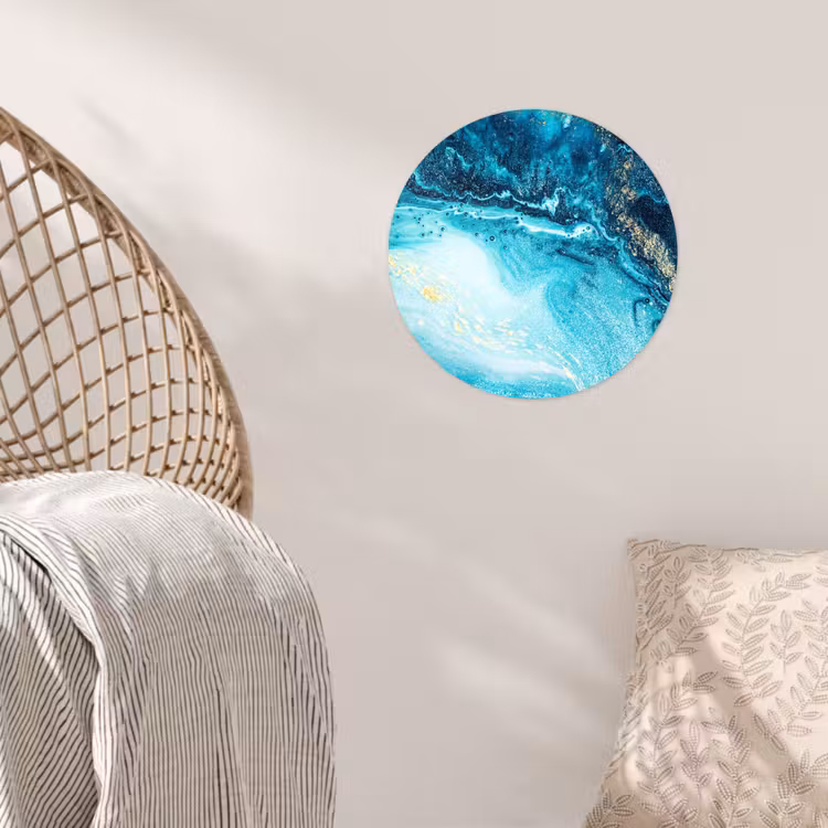 Marmerlook - Blauw - Goud - Luxe - Glitter - Marmer Wandcirkel behangsticker klein -sfeer4