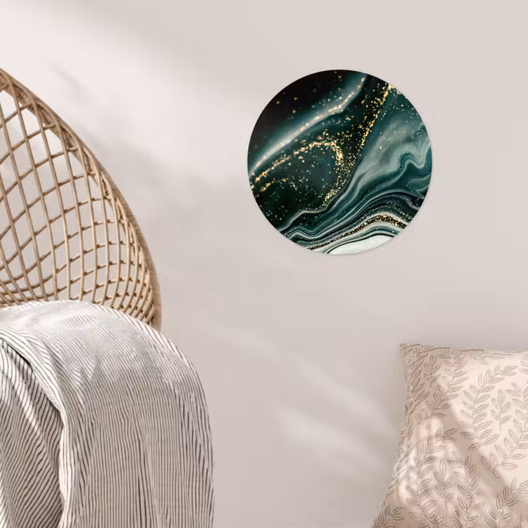 Marmerlook - Goud - Groen - Glitter - Design - Marmer Wandcirkel behangsticker klein -sfeer4