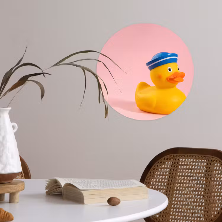 Matroos - Eend - Roze Wandcirkel behangsticker klein -sfeer3