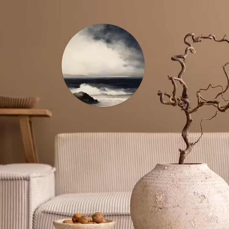 Zee - Rotsen - Storm Wandcirkel behangsticker klein -sfeer1
