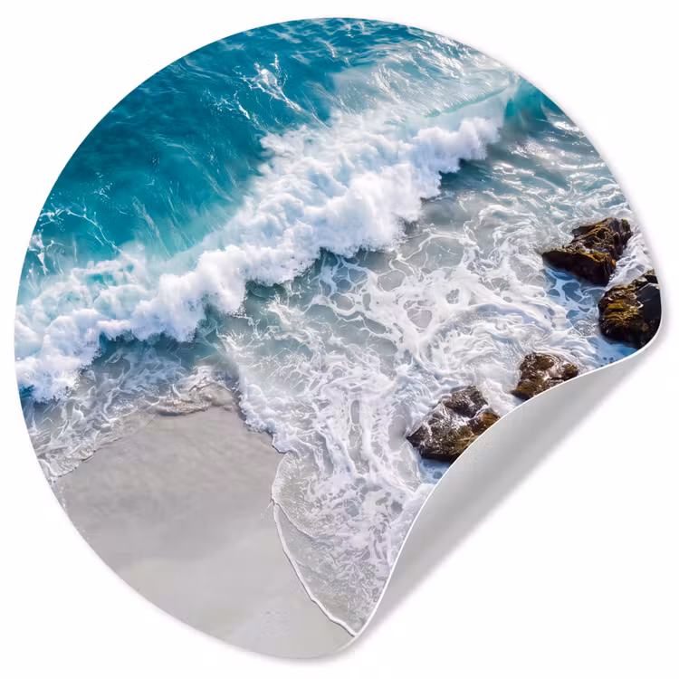 Zee - Golf - Strand - Natuur - Blauw Wandcirkel behangsticker klein -3d