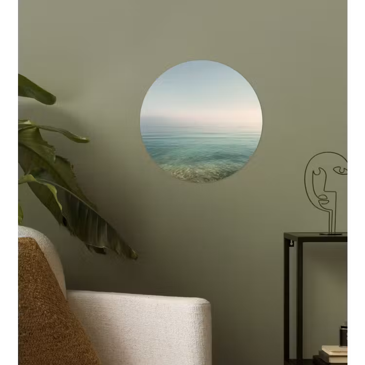 Zee - Horizon - Blauw - Mist Wandcirkel behangsticker klein -sfeer2