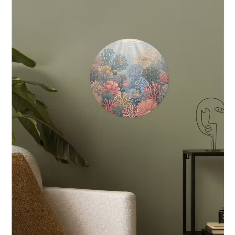 Zee - Koraal - Vis - Natuur - Kleurrijk Wandcirkel behangsticker klein -sfeer2
