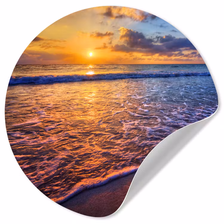 Zee - Strand - Zonsondergang - Wolken - Horizon Wandcirkel behangsticker klein -3d