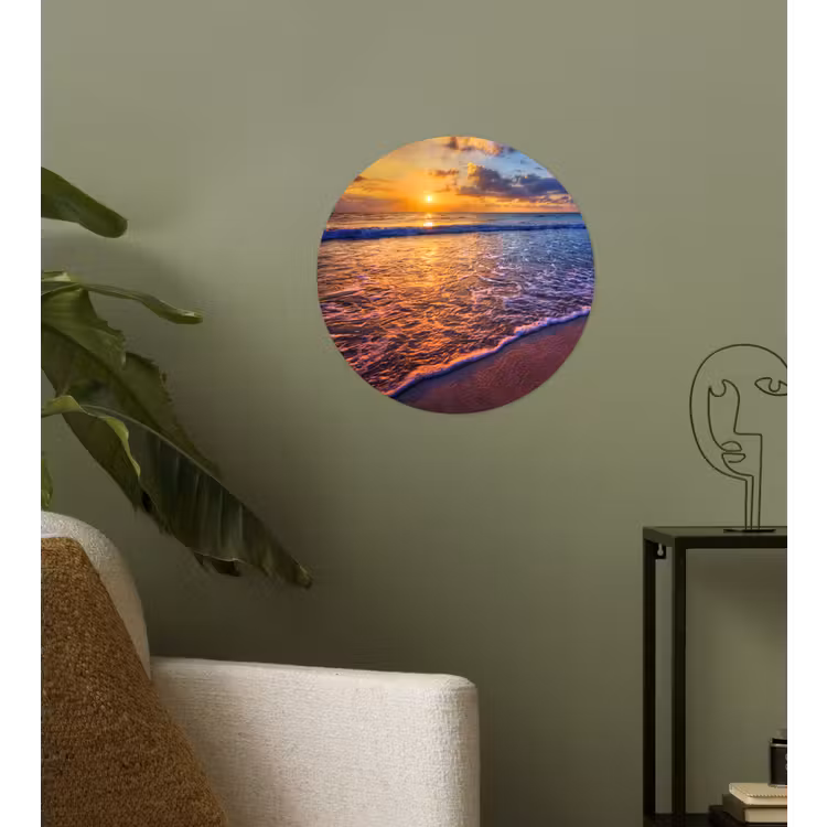 Zee - Strand - Zonsondergang - Wolken - Horizon Wandcirkel behangsticker klein -sfeer2