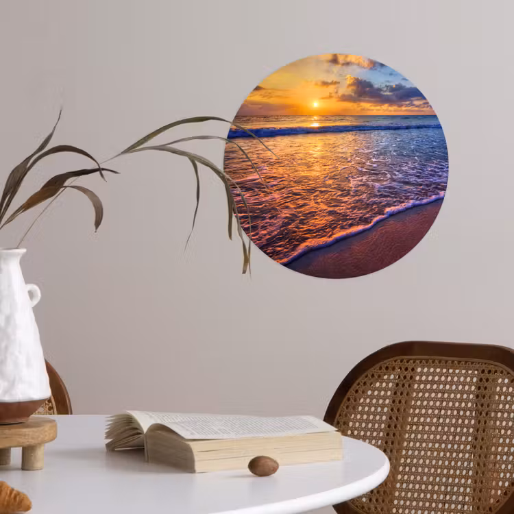 Zee - Strand - Zonsondergang - Wolken - Horizon Wandcirkel behangsticker klein -sfeer3