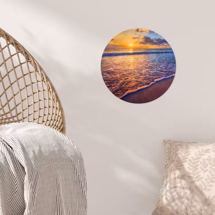 Zee - Strand - Zonsondergang - Wolken - Horizon Wandcirkel behangsticker klein -sfeer4