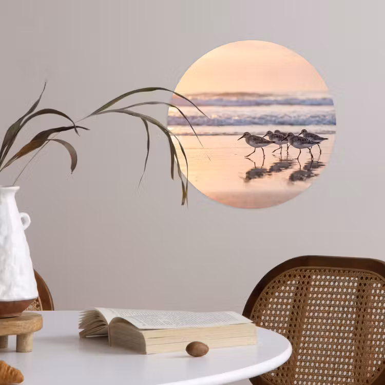 Zee - Vogels - Strand Wandcirkel behangsticker klein -sfeer3