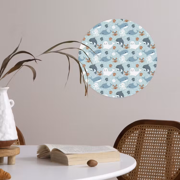 Oceaan - Walvis - Zeehond - Krab Wandcirkel behangsticker klein 186 -sfeer3