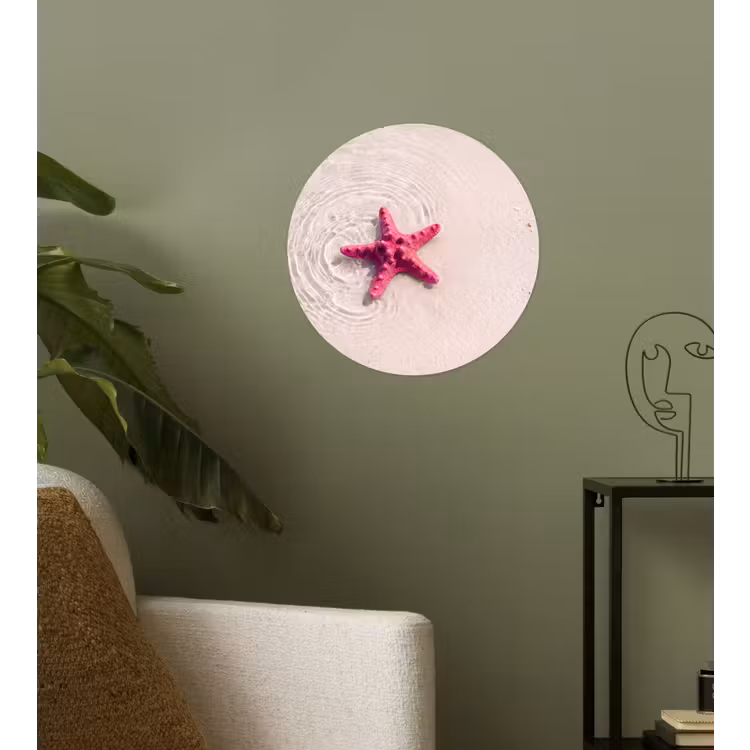 Zeeleven - Zeester - Strand - Roze - Water Wandcirkel behangsticker klein -sfeer2