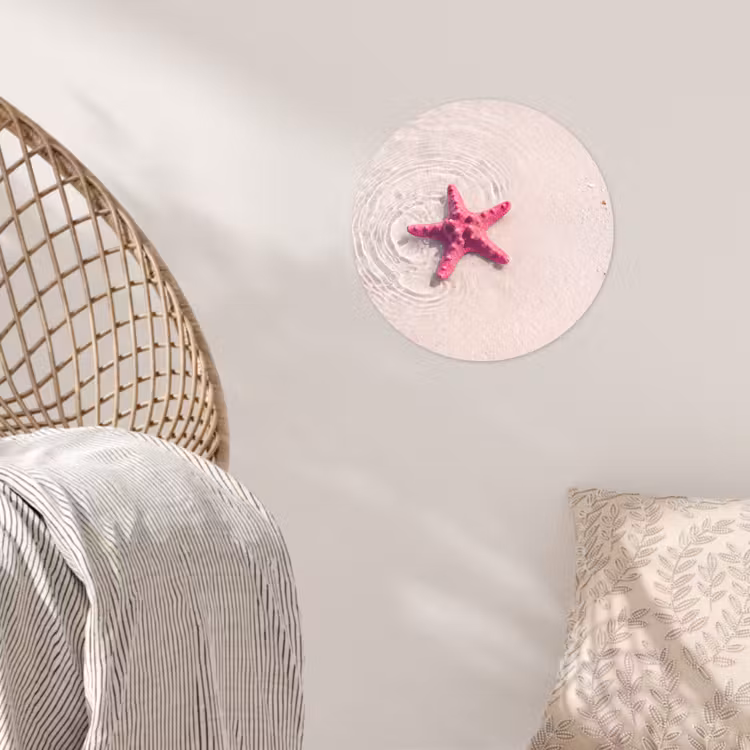 Zeeleven - Zeester - Strand - Roze - Water Wandcirkel behangsticker klein -sfeer4