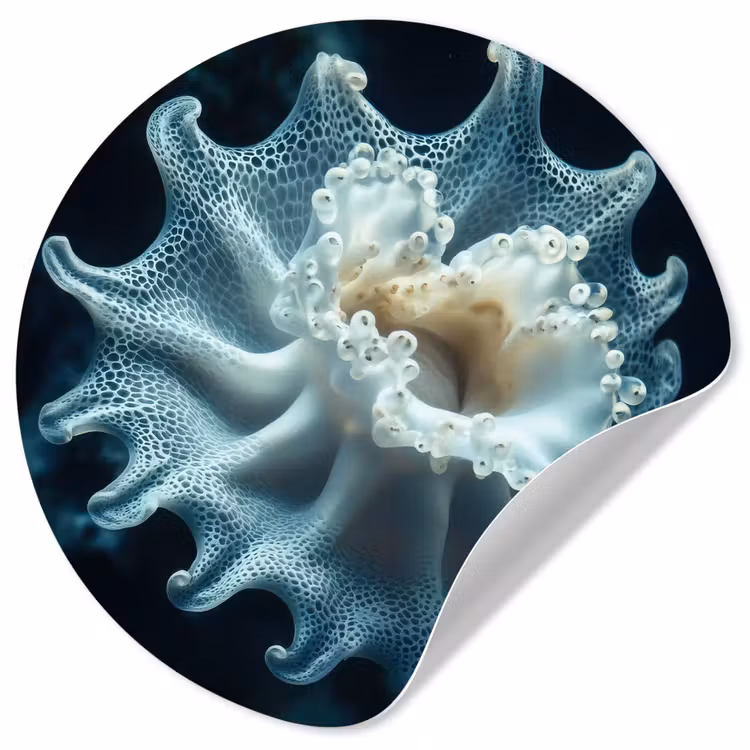 Zeewezen - Wit - Golven - Water Wandcirkel behangsticker klein -3d