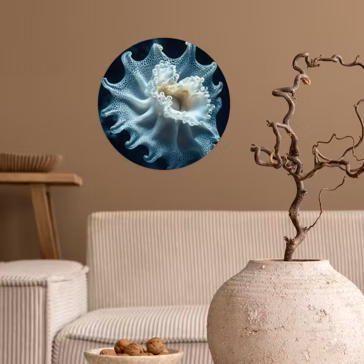 Zeewezen - Wit - Golven - Water Wandcirkel behangsticker klein -sfeer1