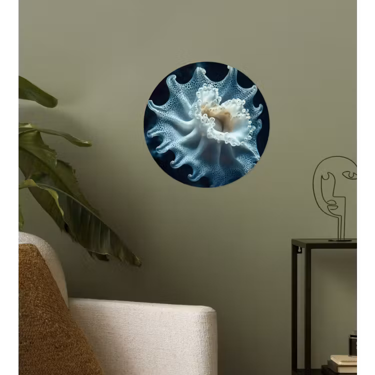 Zeewezen - Wit - Golven - Water Wandcirkel behangsticker klein -sfeer2