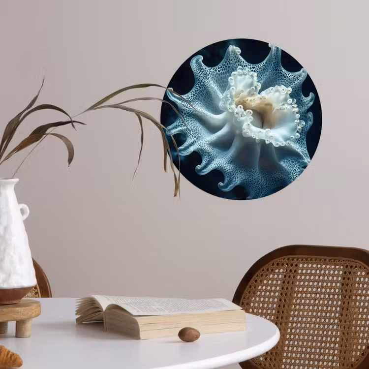 Zeewezen - Wit - Golven - Water Wandcirkel behangsticker klein -sfeer3