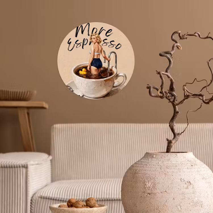 More espresso - Koffie - Eend Wandcirkel behangsticker klein -sfeer1