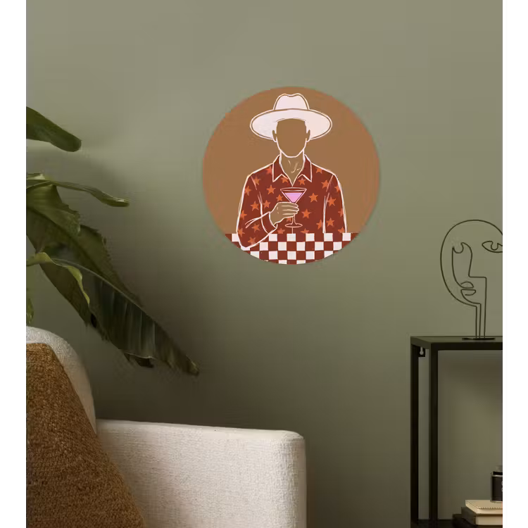 Mensen - Hoed - Cocktail - Abstract - Modern Wandcirkel behangsticker klein -sfeer2