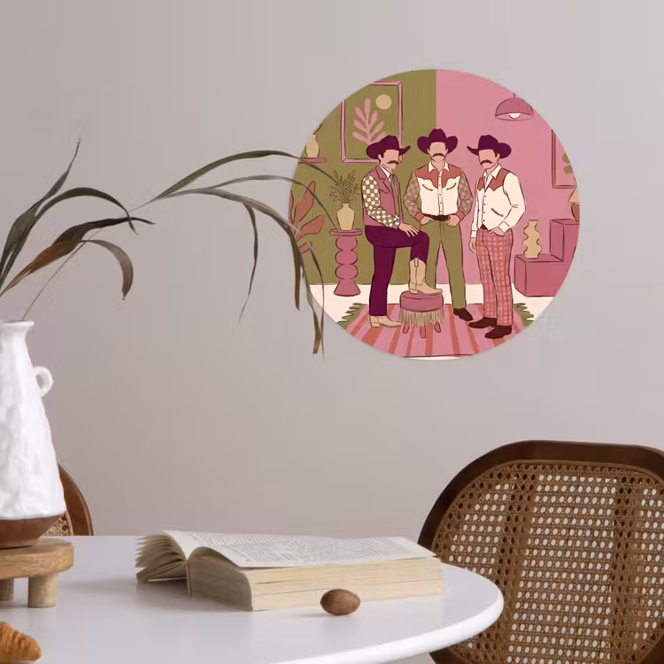 Mensen - Mannen - Hoeden - Retro - Interieur Wandcirkel behangsticker klein -sfeer3