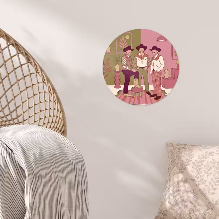 Mensen - Mannen - Hoeden - Retro - Interieur Wandcirkel behangsticker klein -sfeer4