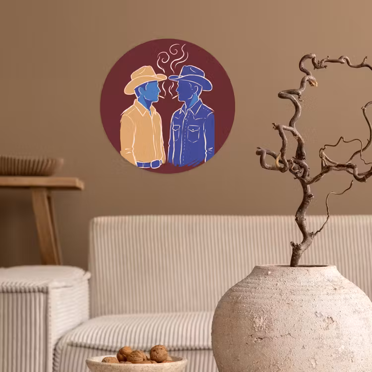 Mensen - Profiel - Sigaret - Abstract - Kunst Wandcirkel behangsticker klein -sfeer1