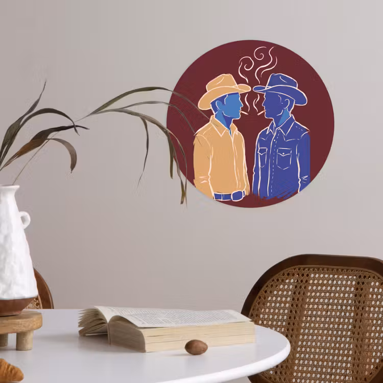 Mensen - Profiel - Sigaret - Abstract - Kunst Wandcirkel behangsticker klein -sfeer3