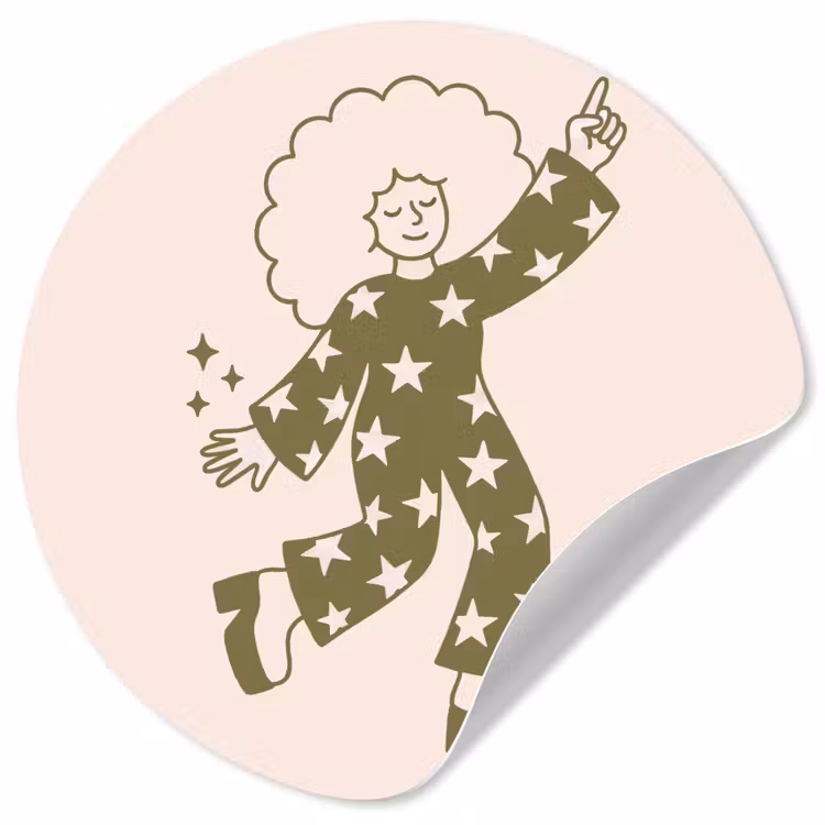 Mensen - Dansend - Feest - Vintage - Groen Wandcirkel behangsticker klein -3d
